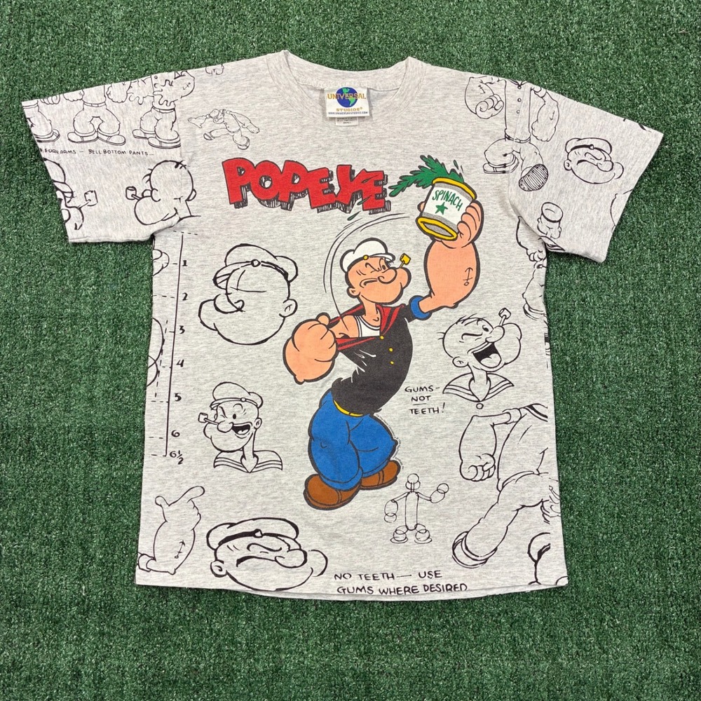 Vintage 90s Universal Studios Popeye AOP Graphic T-shirt